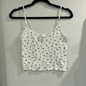 3/$25 ✺ Ardene Blueberry lace pointelle tank top white blue L